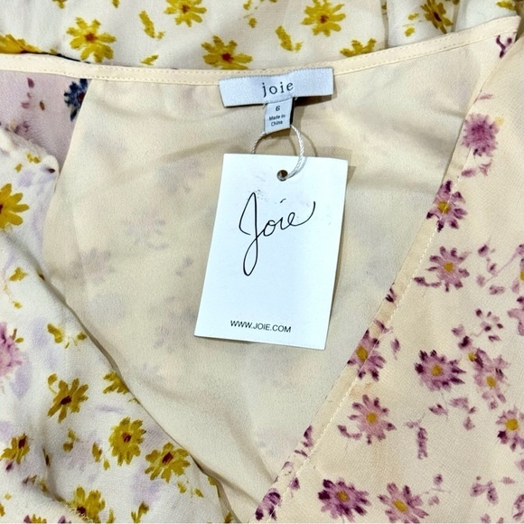 Joie Orita Silk Colorful Floral Print Flutter Sleeve V Neck Midi Dress Size 6 - Picture 11 of 15